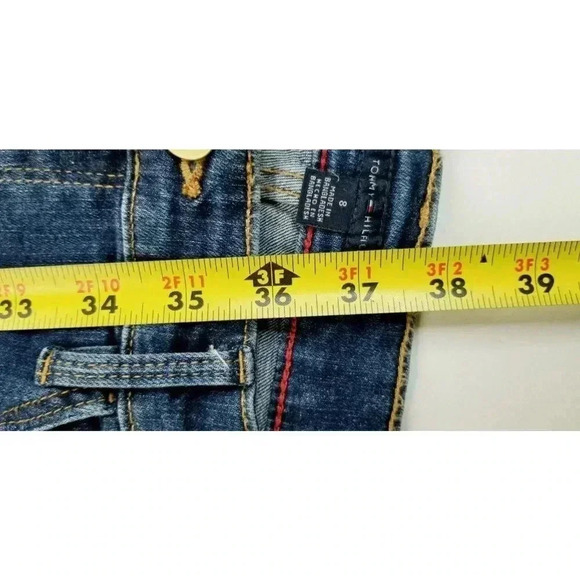 Tommy Hilfiger Size 8 Womens Embroidered Pocket Logo Blue Denim Jeans 28" Inseam - Picture 10 of 13